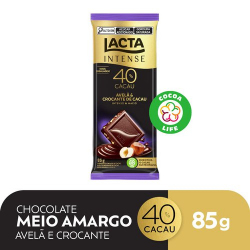 Tablete Lacta Intense 40% Nuts Avelã e Crocante de Cacau