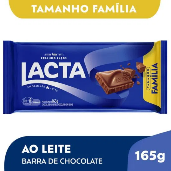 Tabua 165g Chocolate Lacta Ao Leite