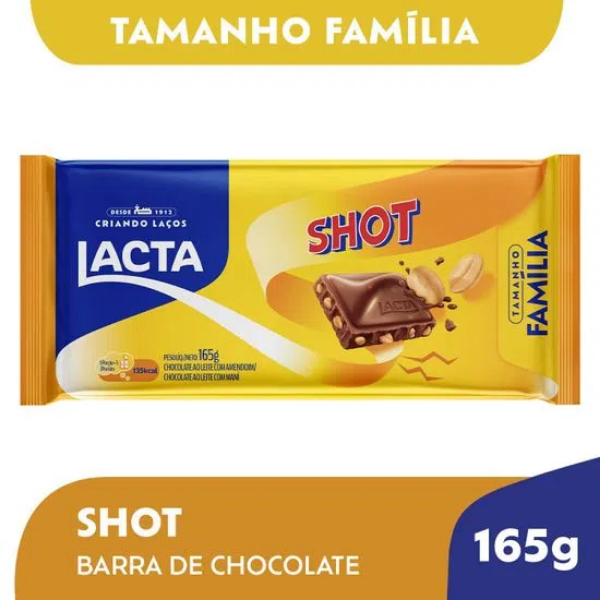 Tabua 165g Chocolate Lacta Shot Amendoim