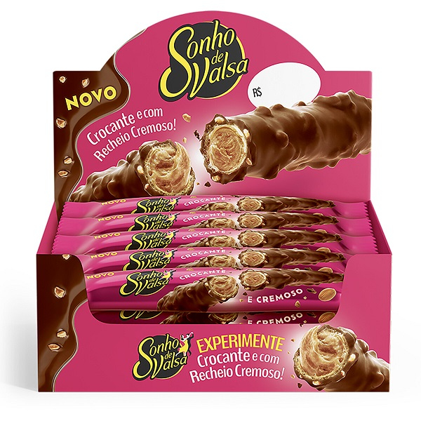 Stick Wafer Recheado com Cobertura Chocolate Lacta Sonho de Valsa (15X