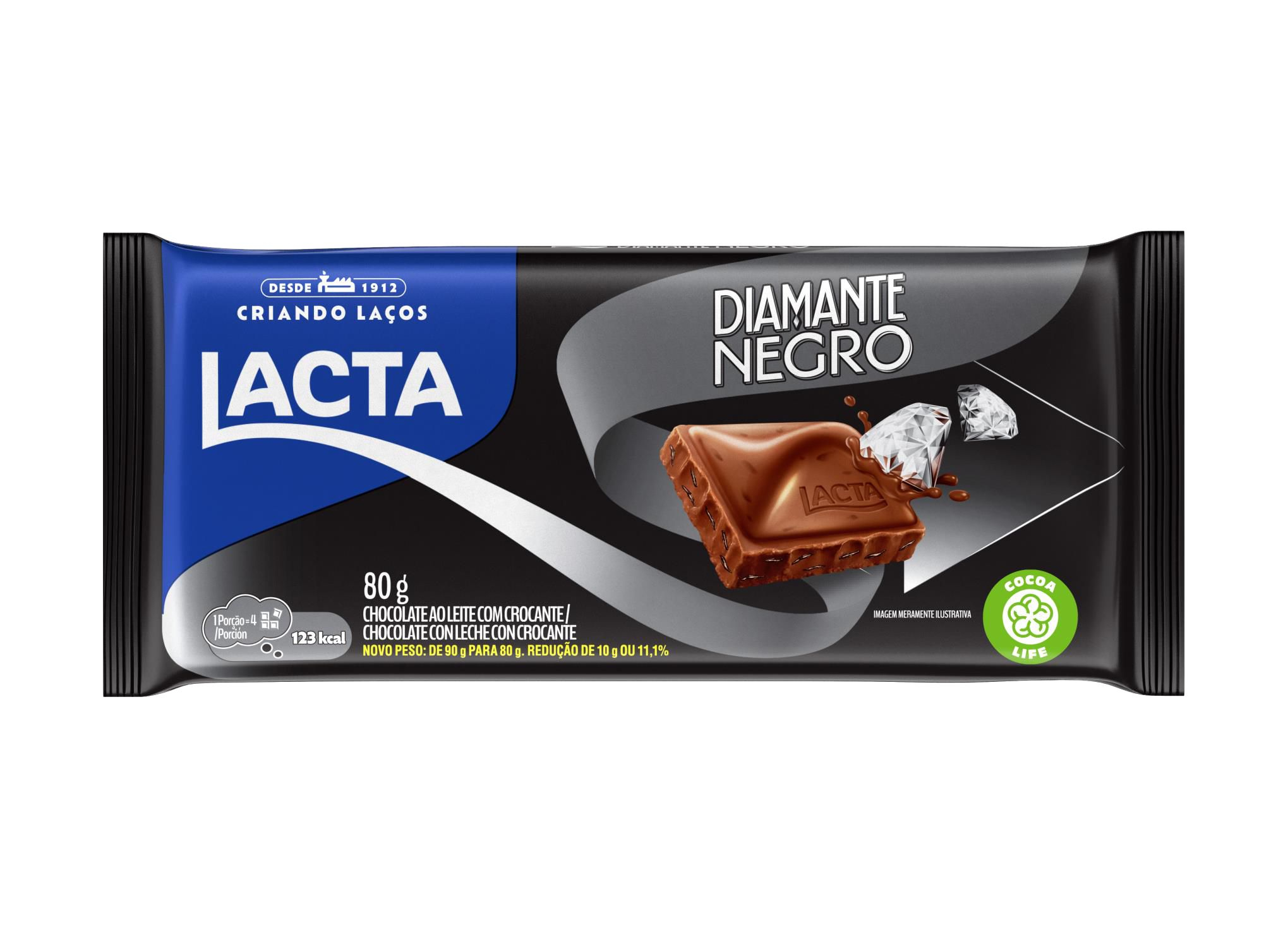 Tablete de Chocolate 80 Gramas Diamante Negro