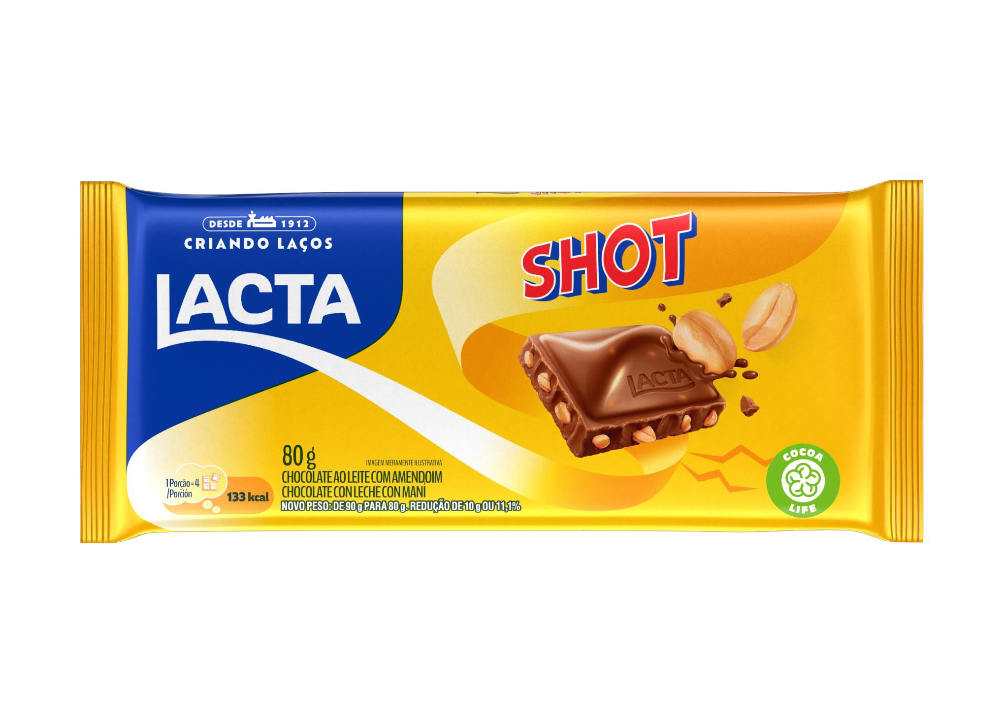 Tablete de Chocolate 80 Gramas Lacta Shot Amendoim - Caboclo Distribuidor